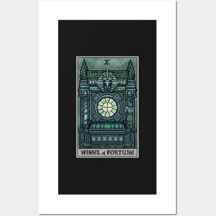 Wheel of Fortune Tarot Card Halloween Goth Witch Gothic Clock Tower Posters and Art